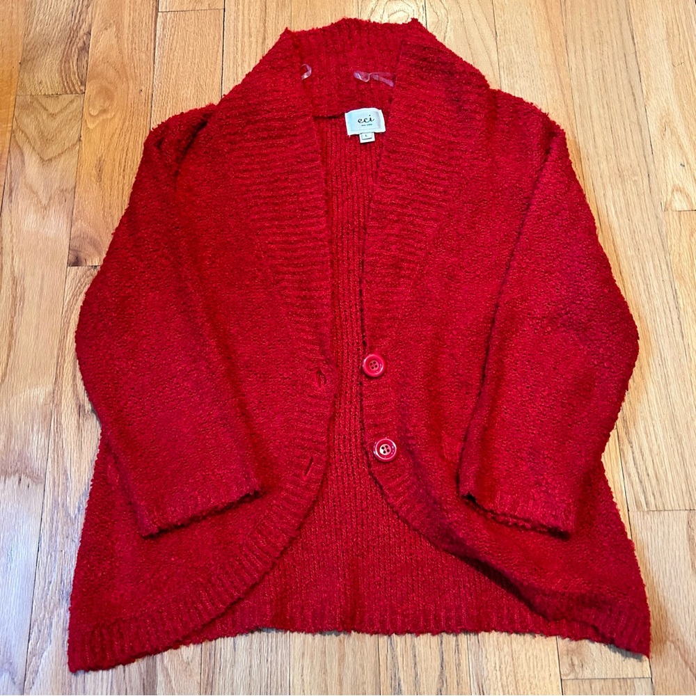 ECI New York Rich Red Women's 2 Button Cardigan